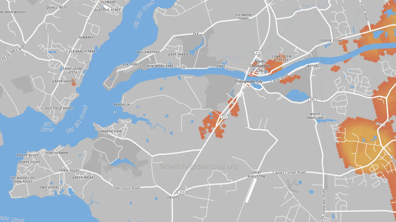 Bike Grade map of Chesapeake City, MD