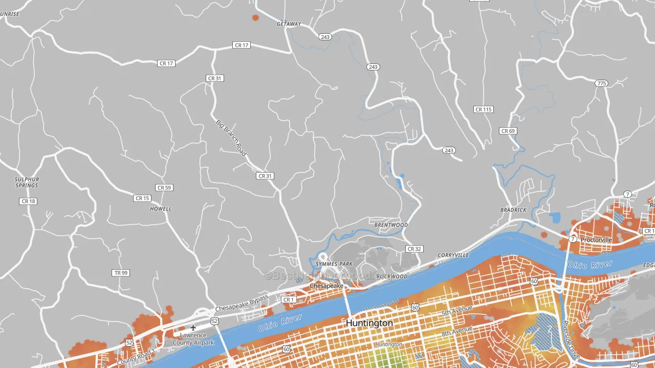 Bike Grade map of Chesapeake, OH