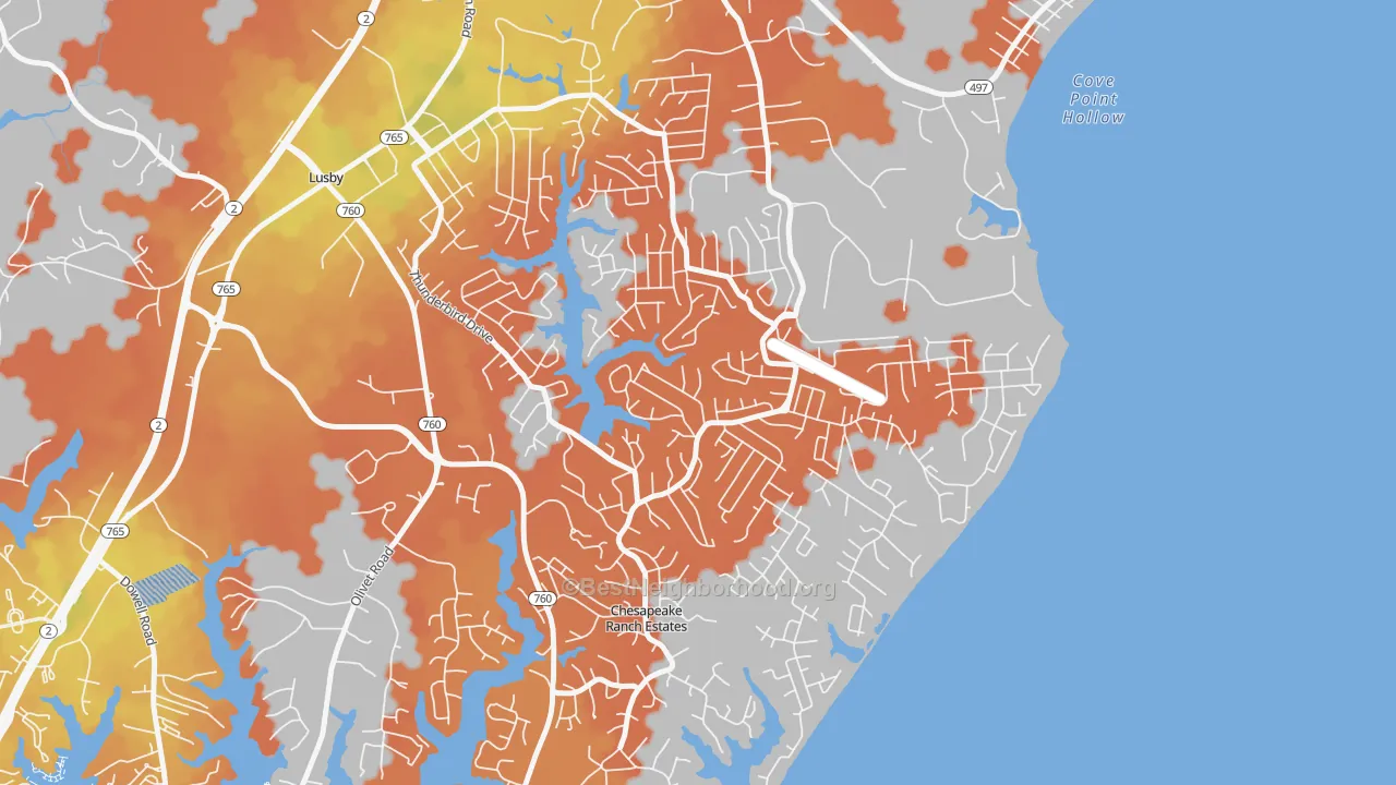 Bike Grade map of Chesapeake Ranch Estates, MD