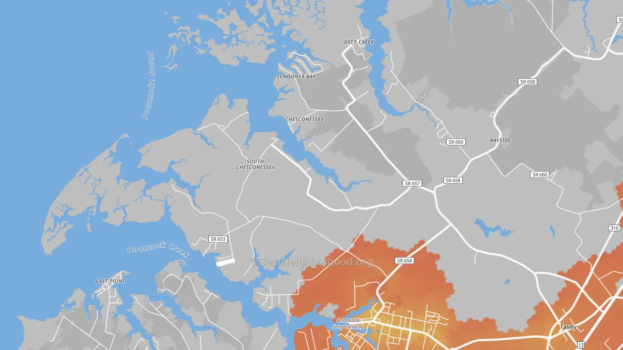 Bike Grade map of Chesconessex, VA