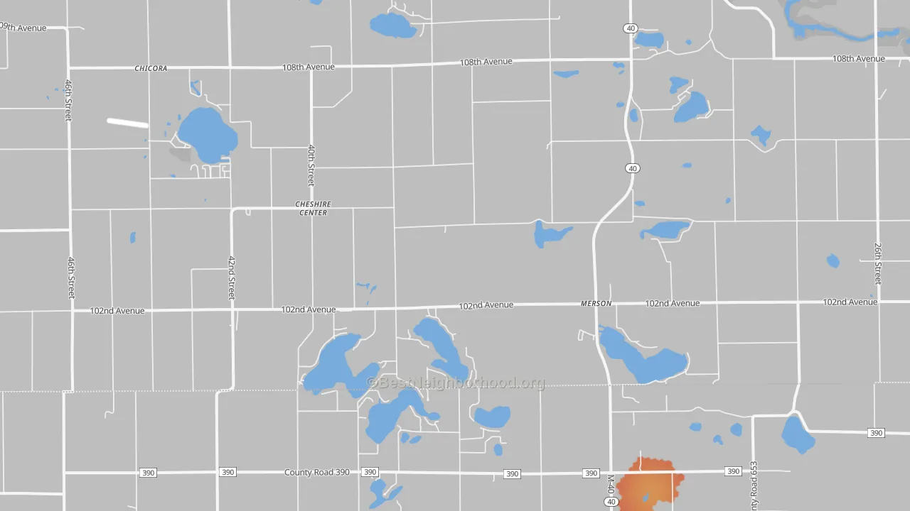 Bike Grade map of Cheshire Center, MI