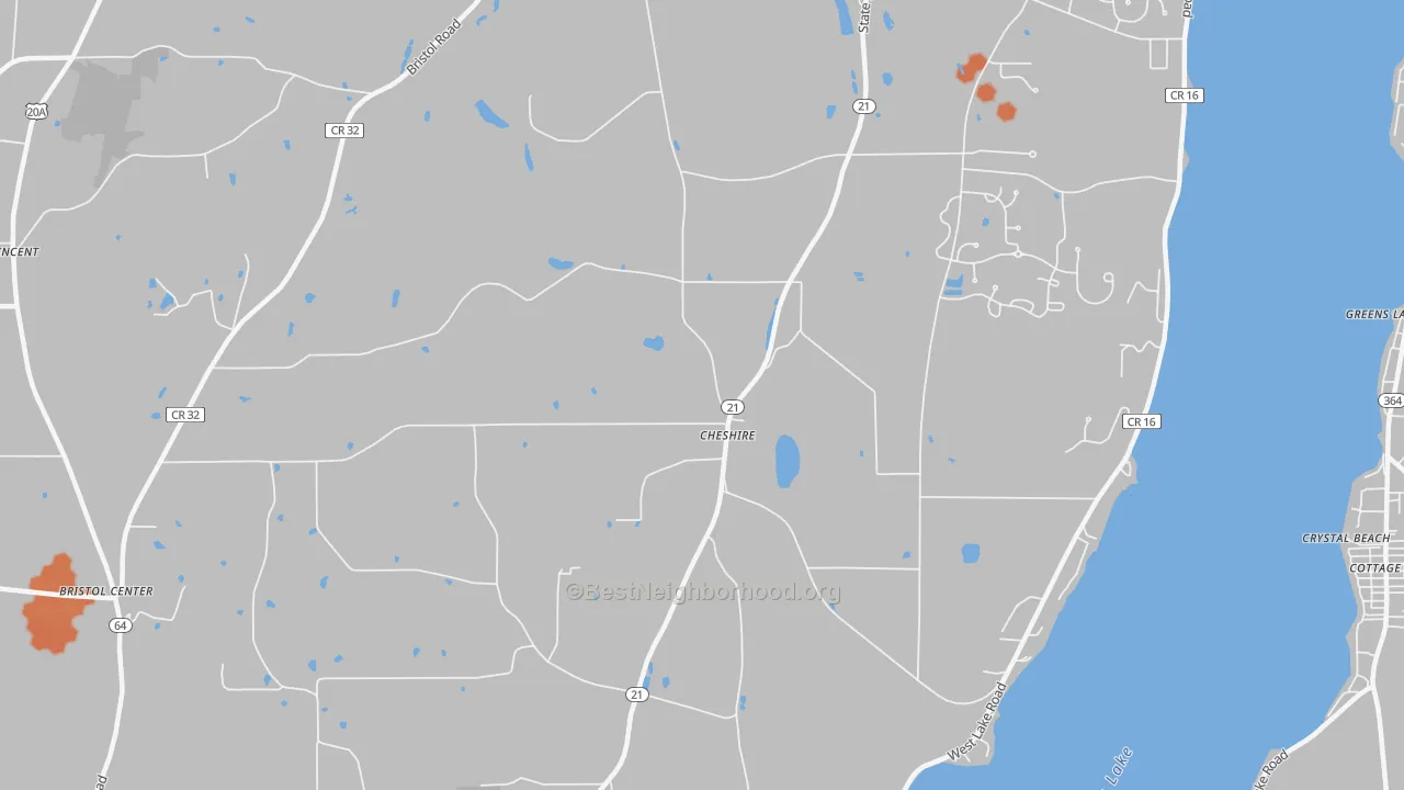 Bike Grade map of Cheshire, NY