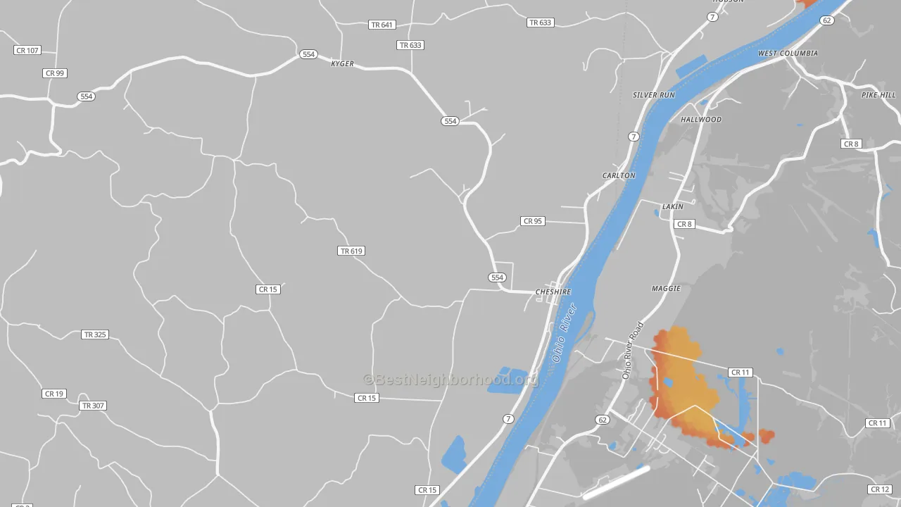 Bike Grade map of Cheshire, OH