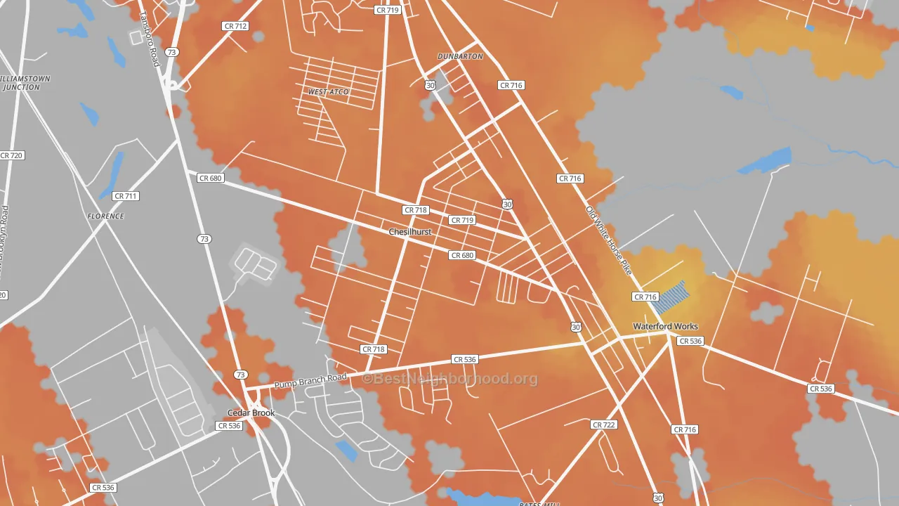 Bike Grade map of Chesilhurst, NJ