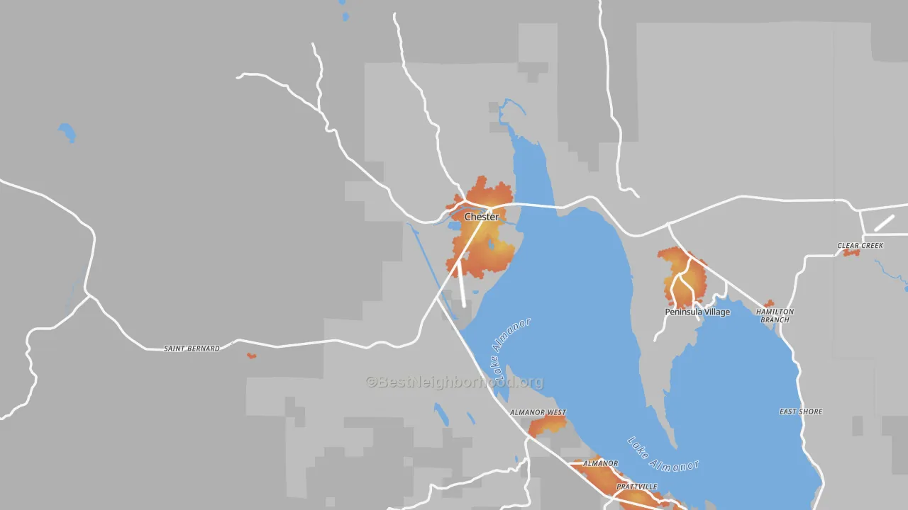 Bike Grade map of Chester, CA