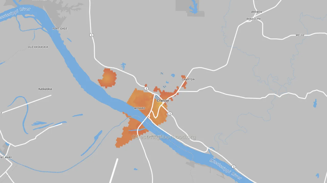 Bike Grade map of Chester, IL