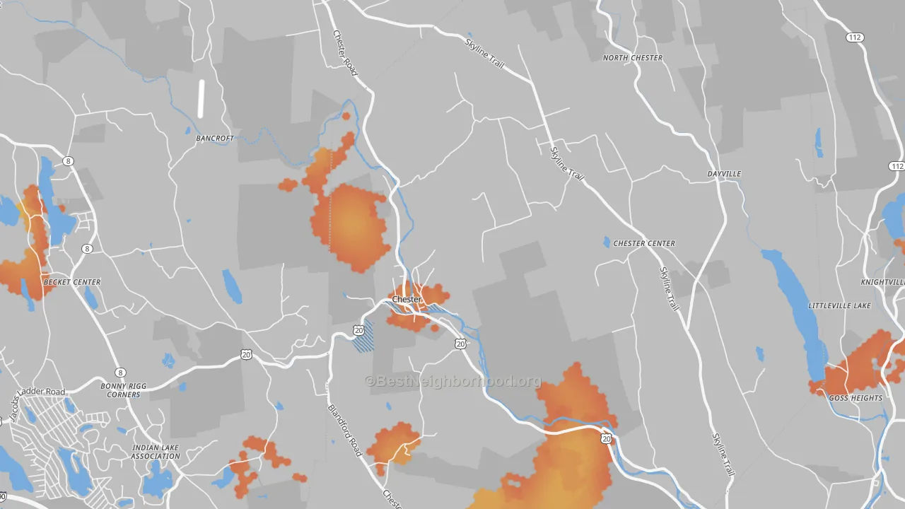 Bike Grade map of Chester, MA