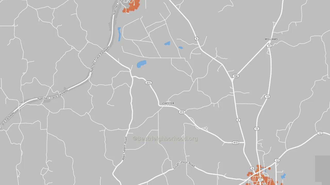 Bike Grade map of Chester, MS
