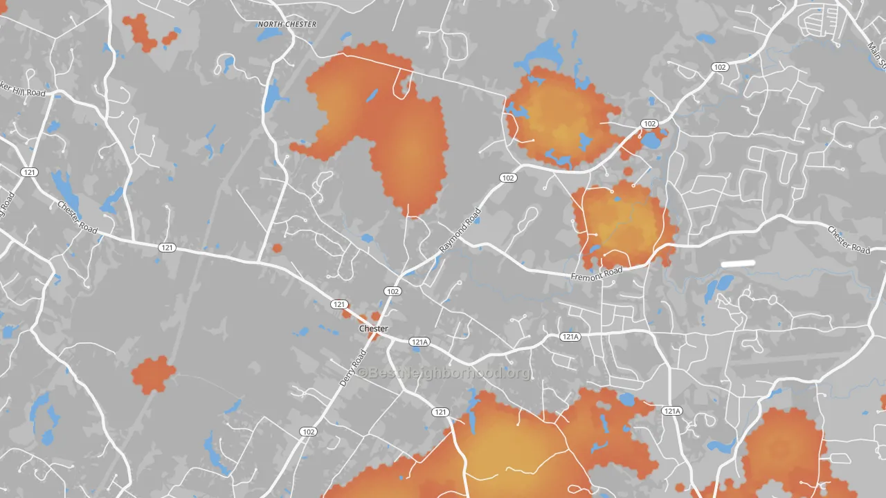 Bike Grade map of Chester, NH