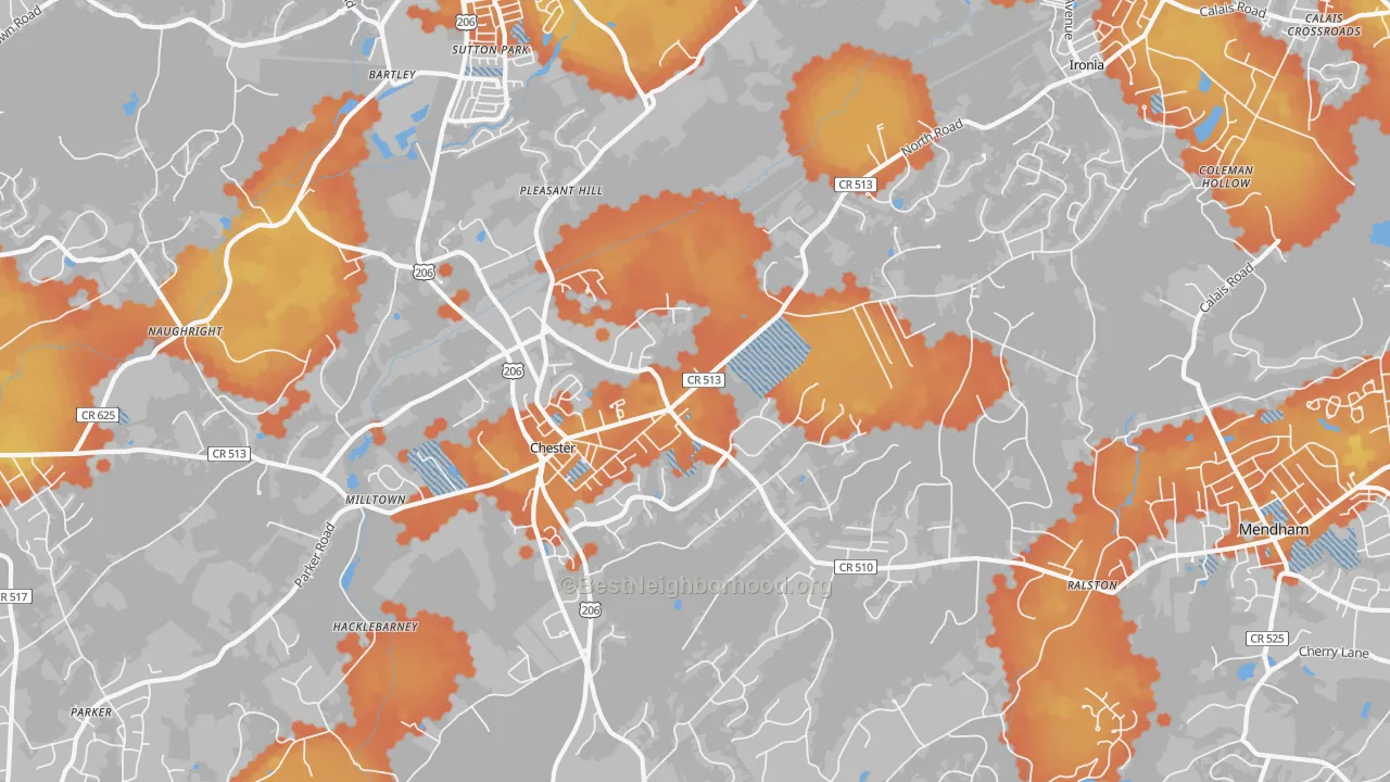 Bike Grade map of Chester, NJ