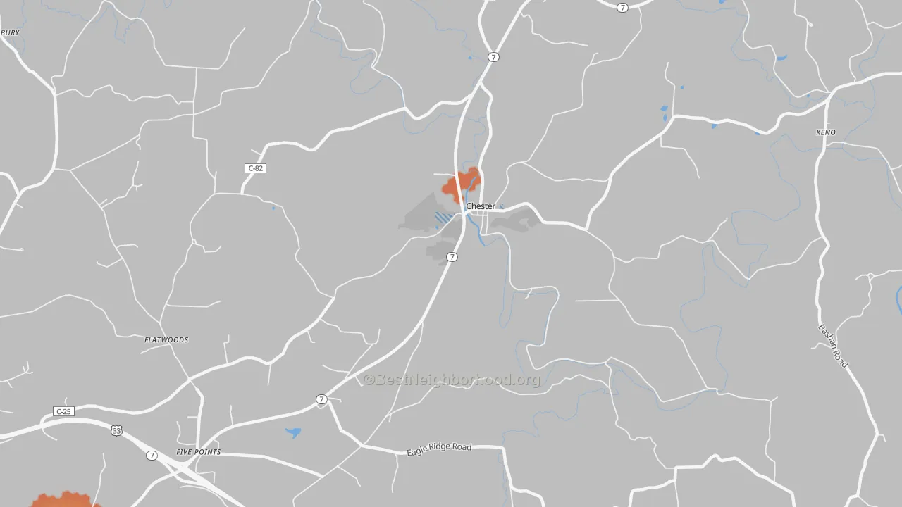 Bike Grade map of Chester, OH