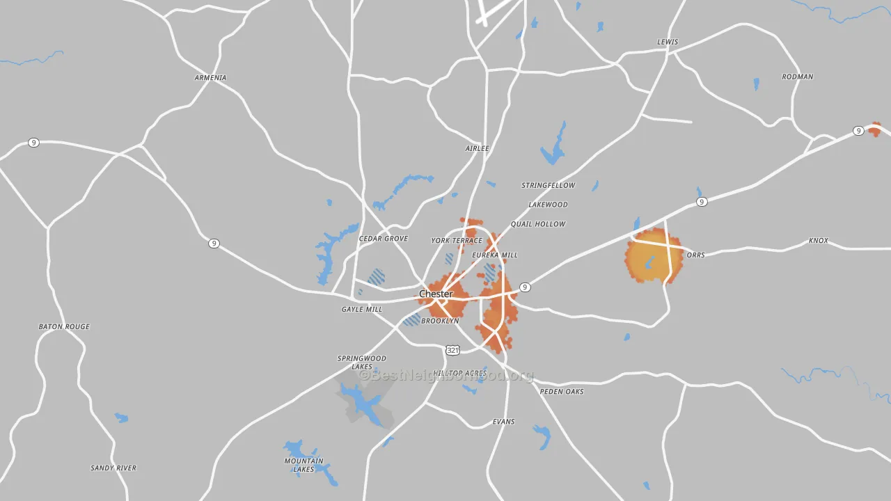 Bike Grade map of Chester, SC