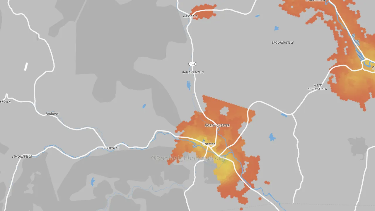 Bike Grade map of Chester, VT