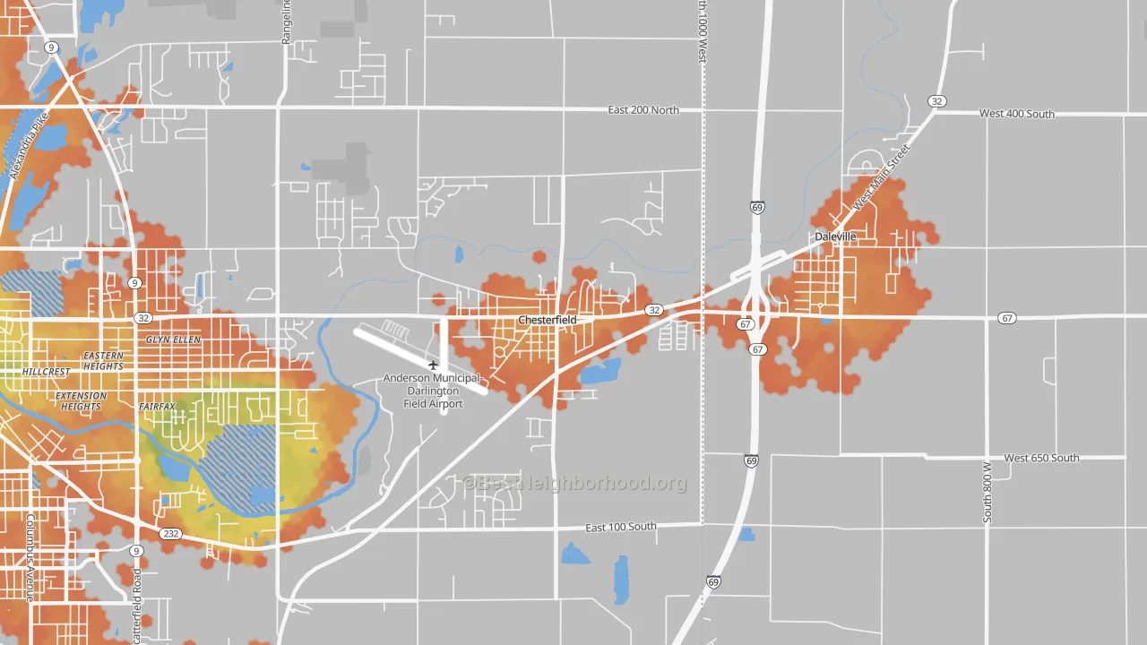 Bike Grade map of Chesterfield, IN