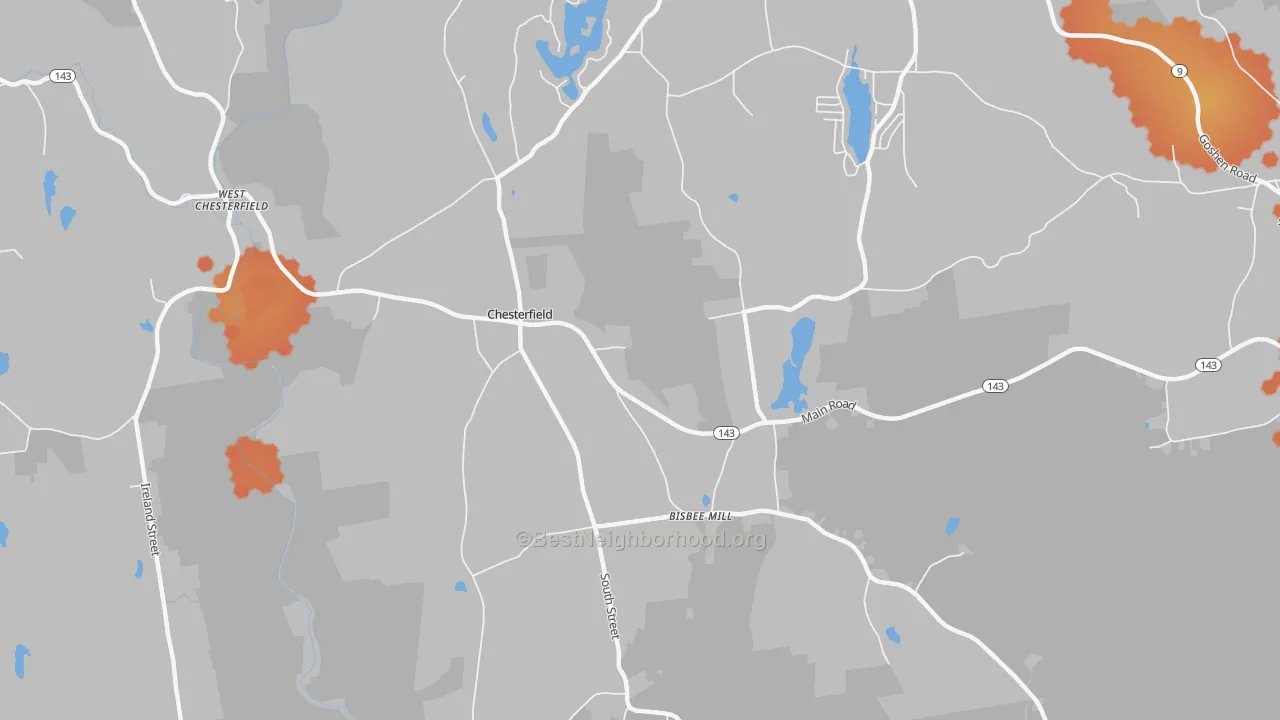 Bike Grade map of Chesterfield, MA