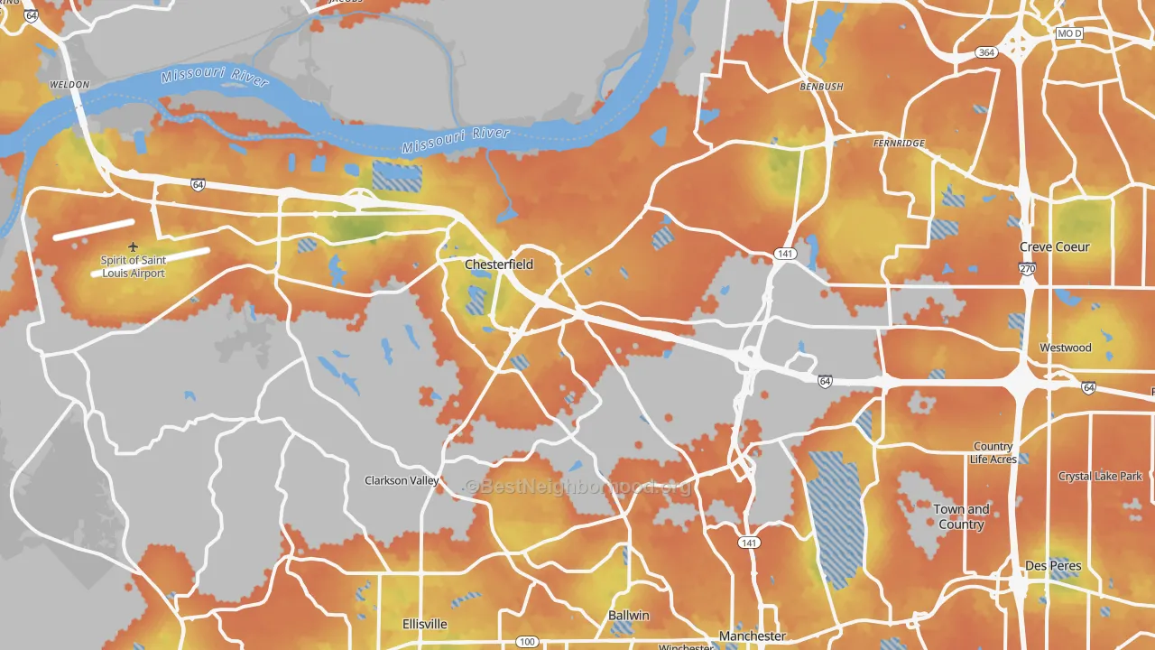 Bike Grade map of Chesterfield, MO