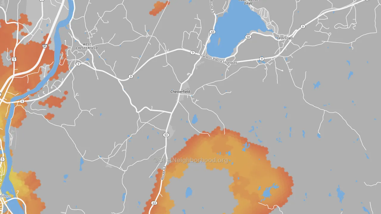 Bike Grade map of Chesterfield, NH