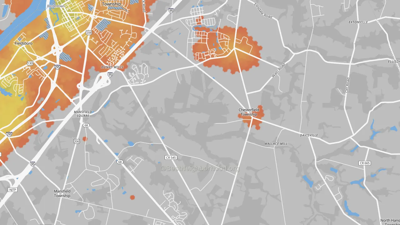 Bike Grade map of Chesterfield, NJ