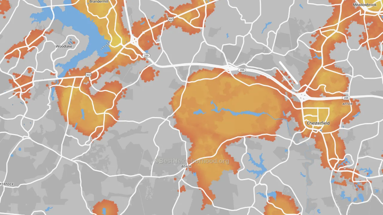 Bike Grade map of Chesterfield, VA