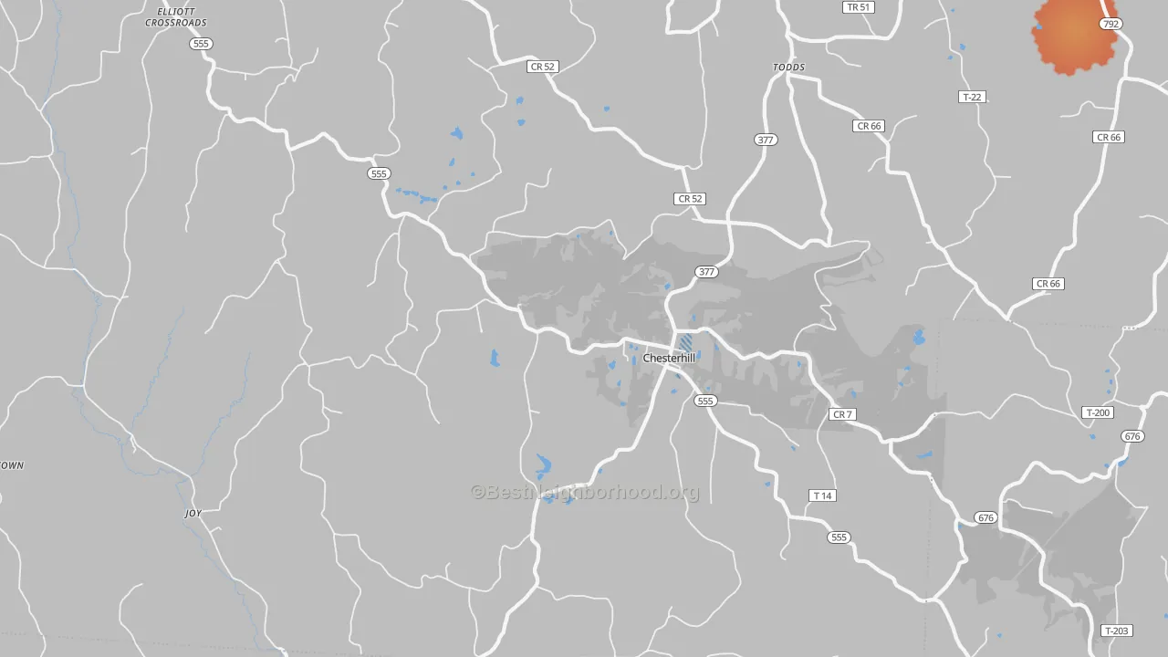 Bike Grade map of Chesterhill, OH