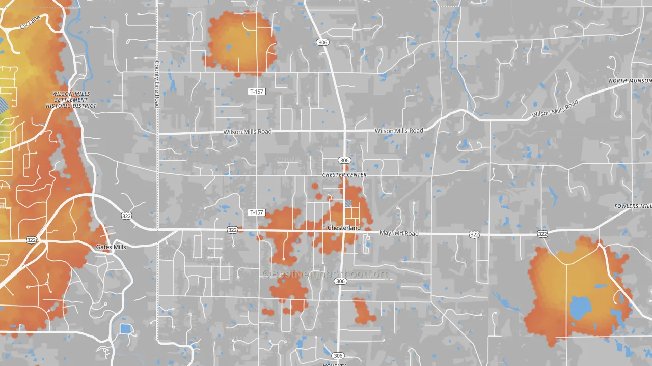 Bike Grade map of Chesterland, OH