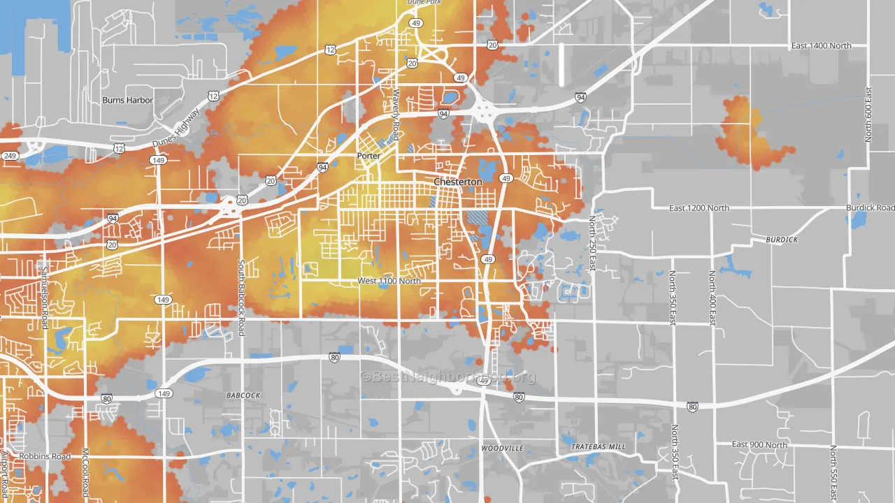 Bike Grade map of Chesterton, IN