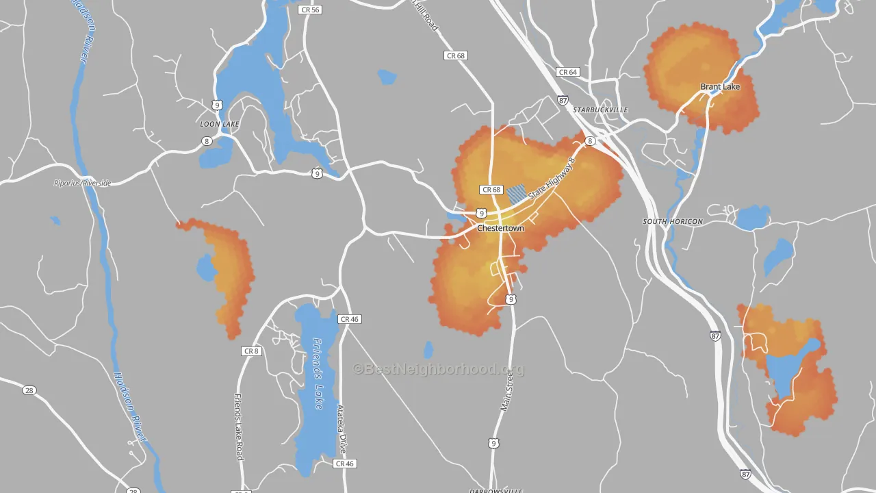 Bike Grade map of Chestertown, NY