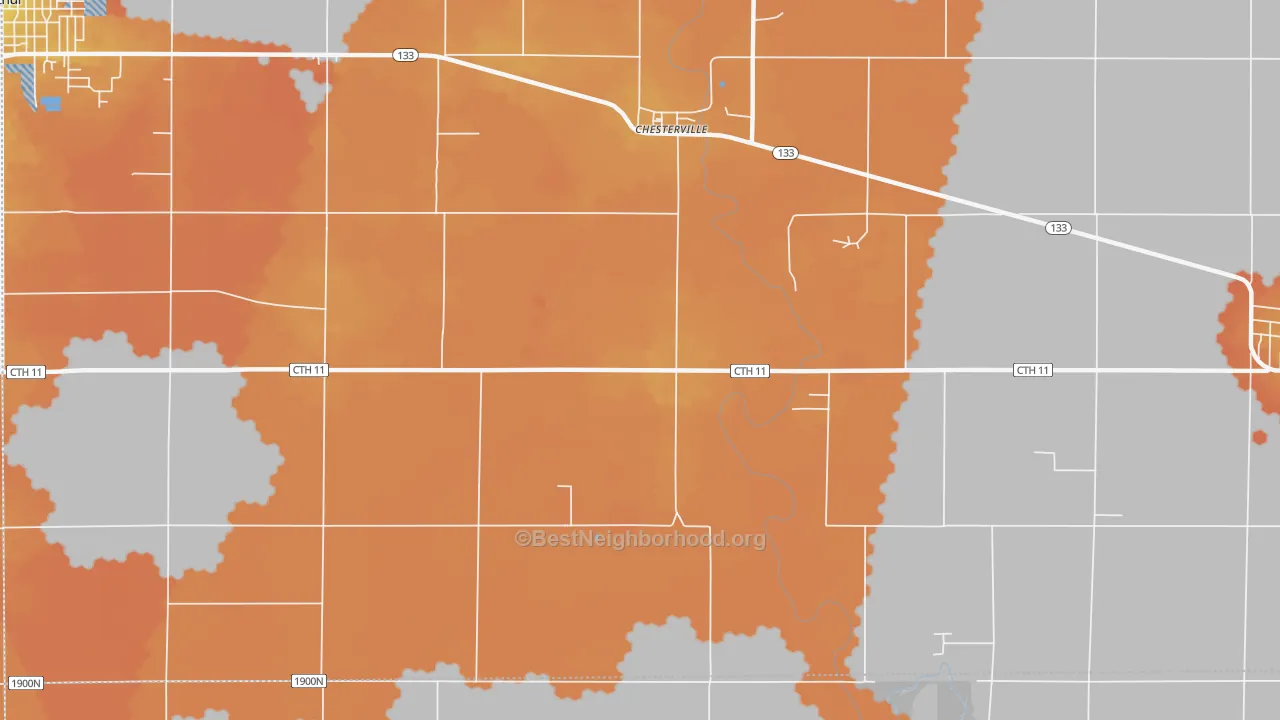 Bike Grade map of Chesterville, IL