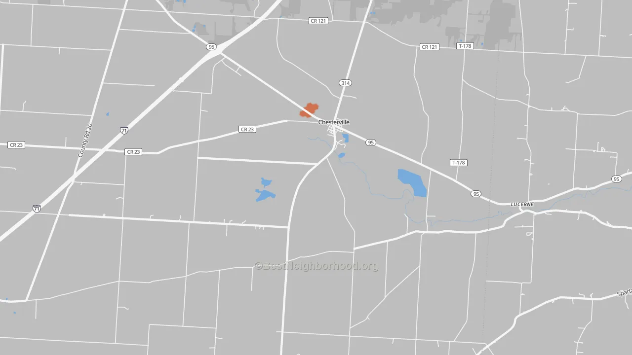 Bike Grade map of Chesterville, OH