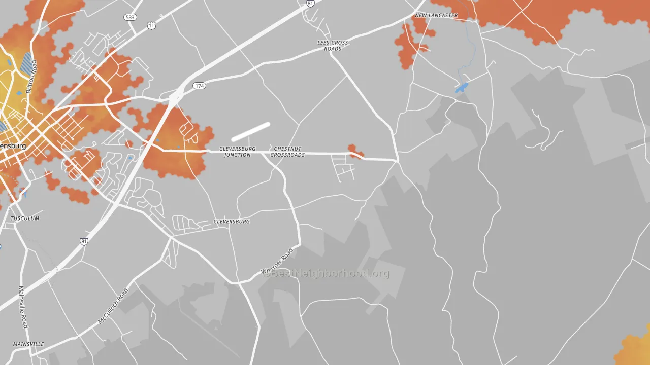 Bike Grade map of Chestnut Crossroads, PA