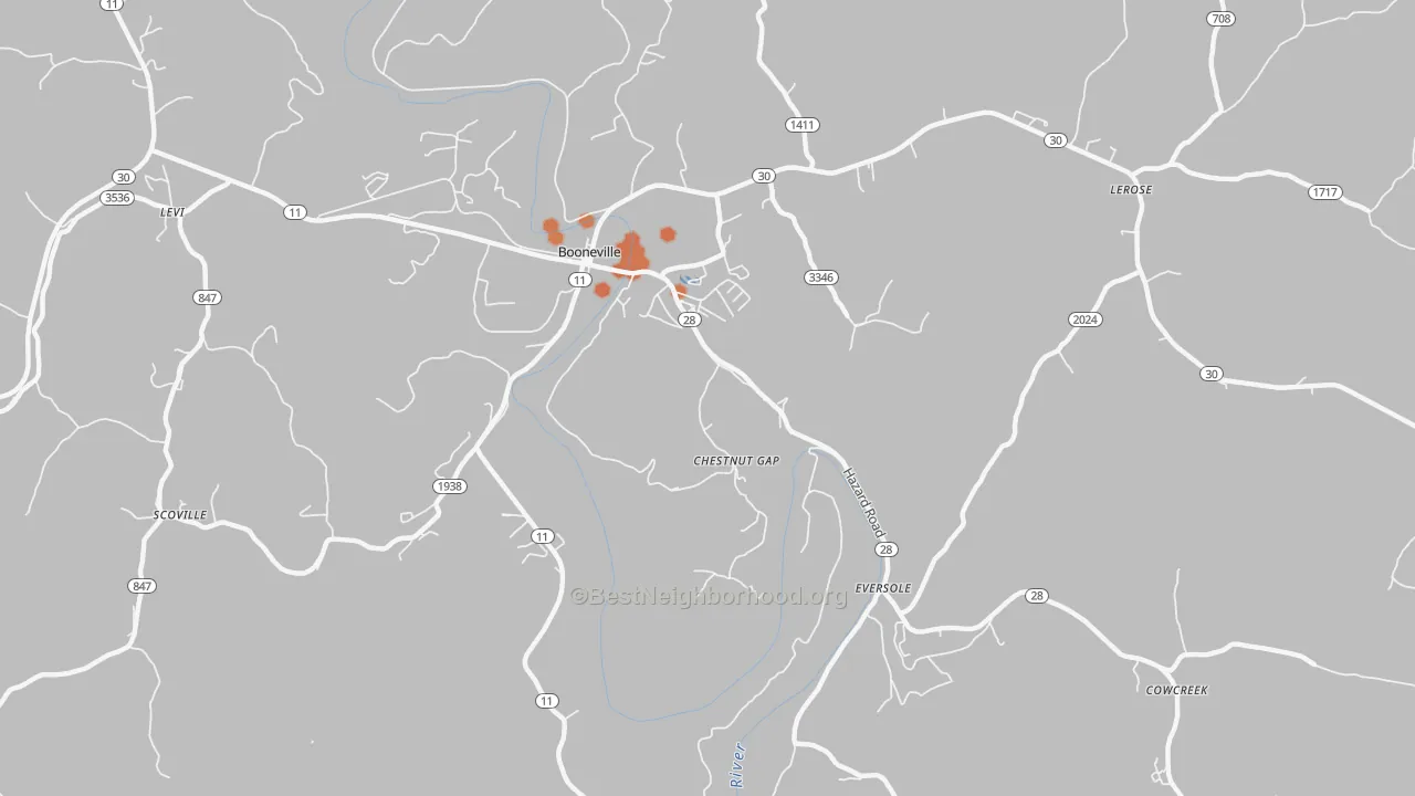 Bike Grade map of Chestnut Gap, KY