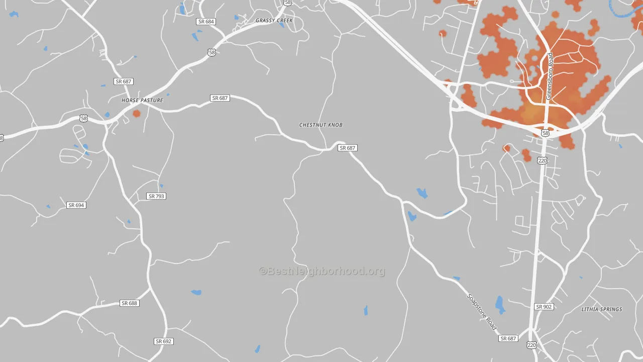 Bike Grade map of Chestnut Knob, VA