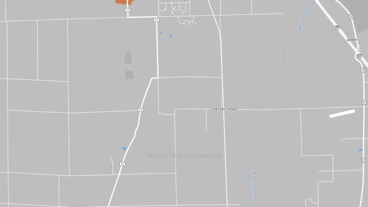 Bike Grade map of Chestnut Ridge, IN