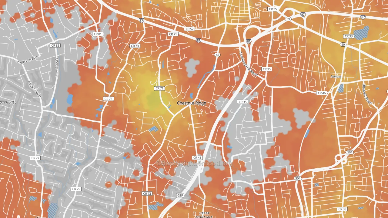 Bike Grade map of Chestnut Ridge, NY