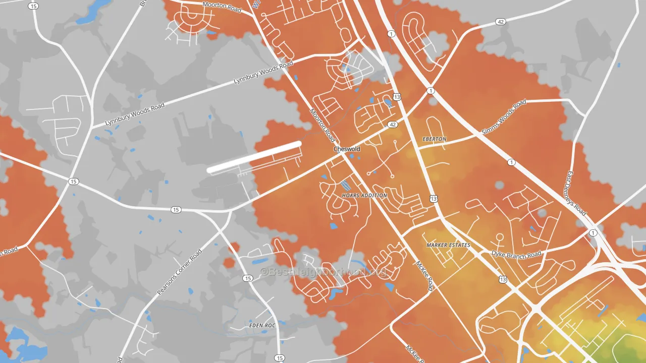 Bike Grade map of Cheswold, DE