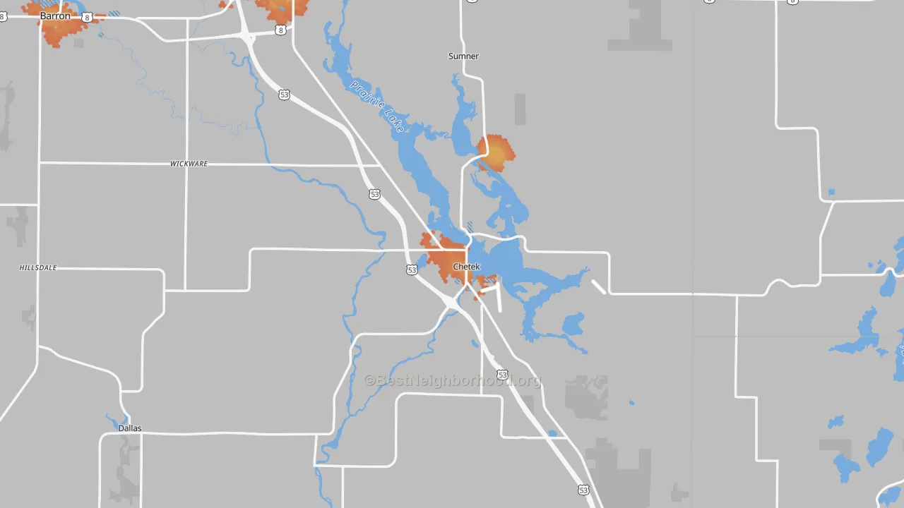 Bike Grade map of Chetek, WI