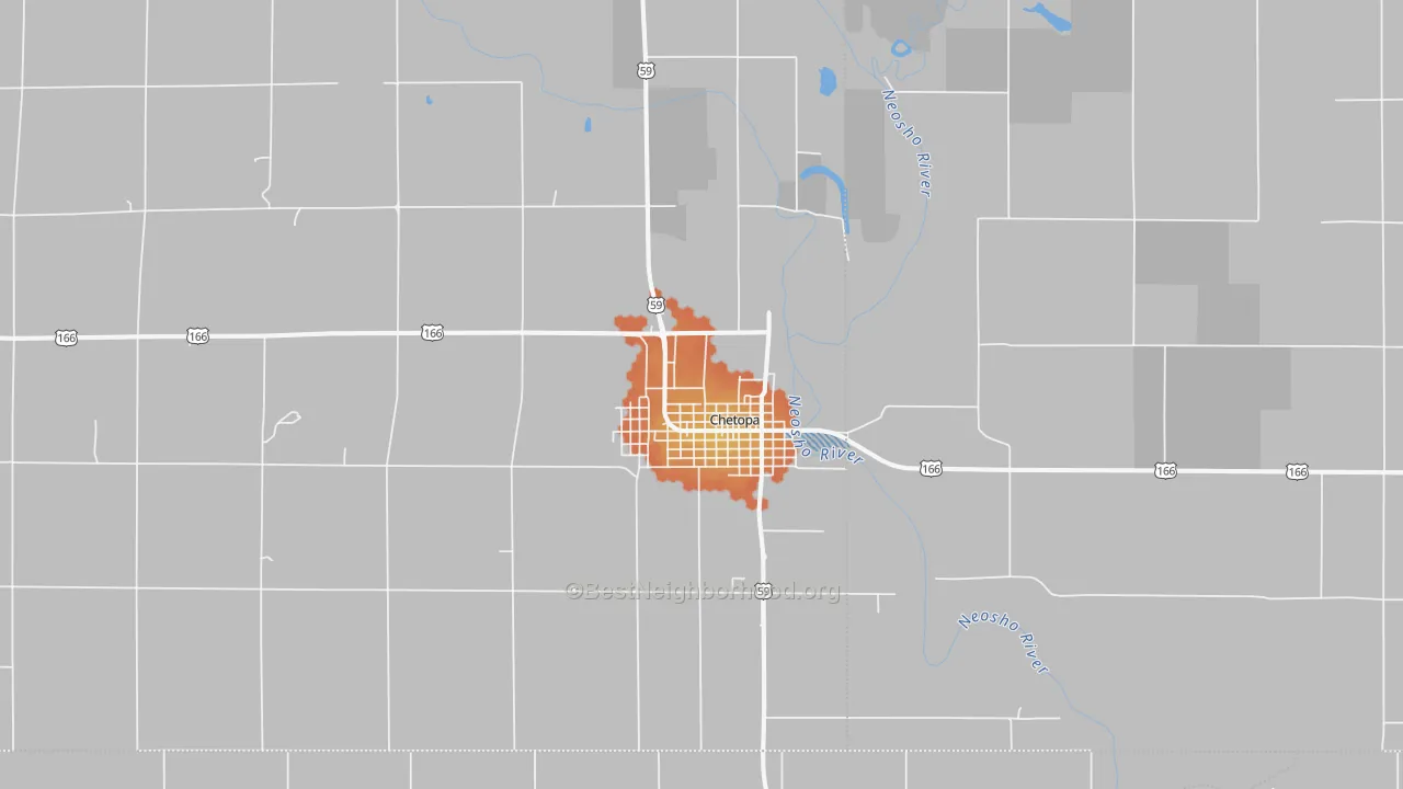 Bike Grade map of Chetopa, KS