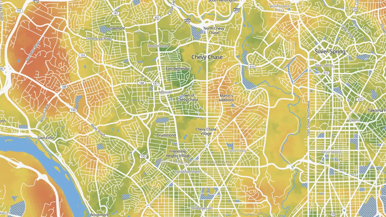 Bike Grade map of Chevy Chase, MD