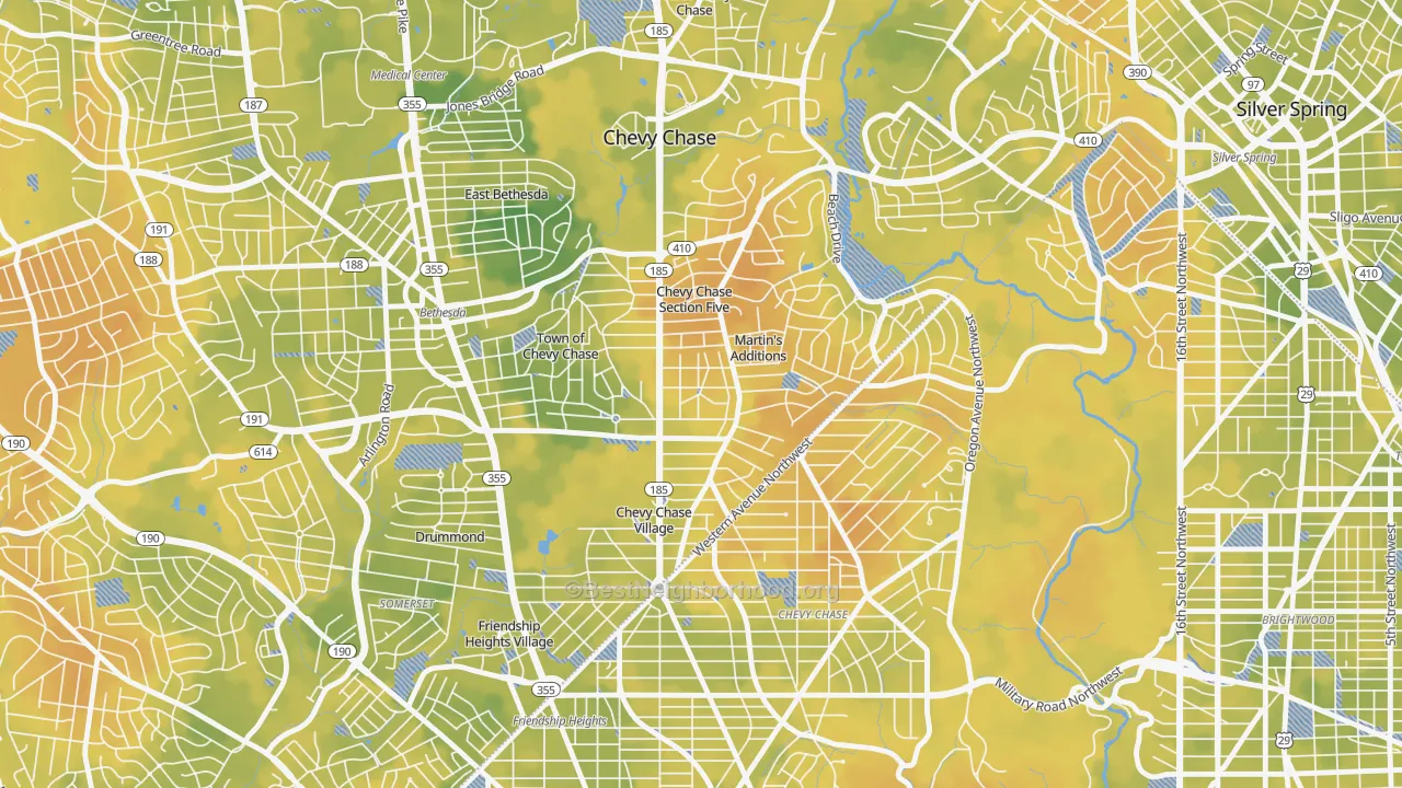 Bike Grade map of Chevy Chase Section Three, MD