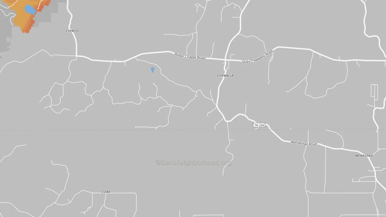 Bike Grade map of Chewalla, TN