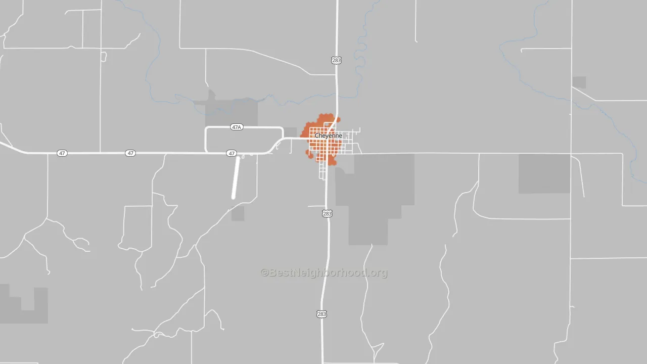 Bike Grade map of Cheyenne, OK