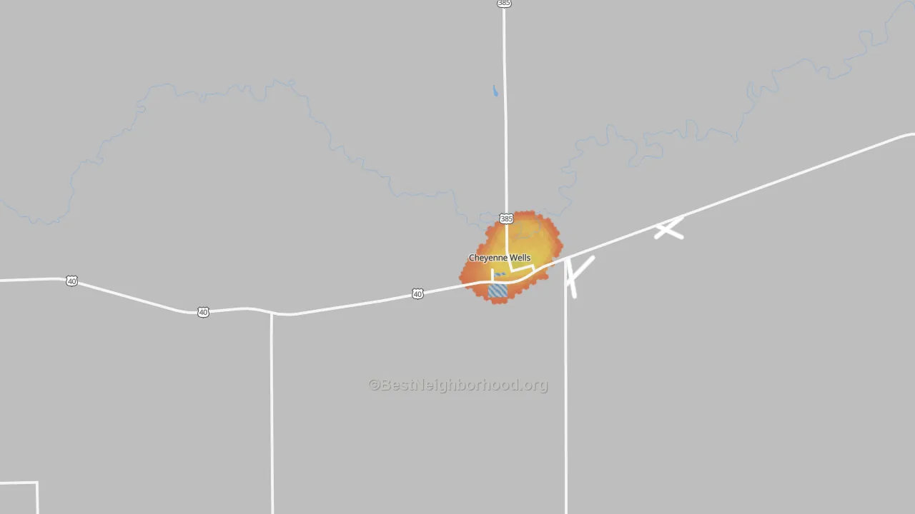 Bike Grade map of Cheyenne Wells, CO