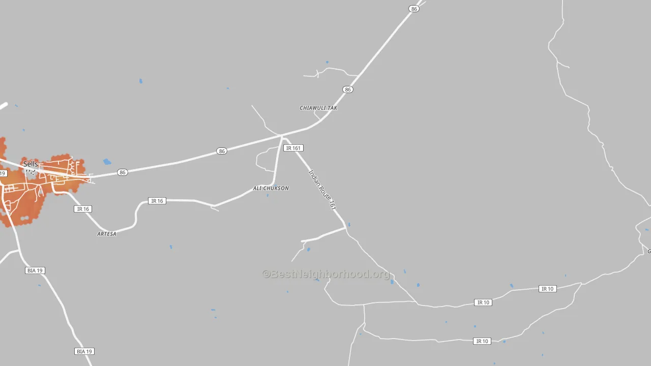 Bike Grade map of Chiawuli Tak, AZ