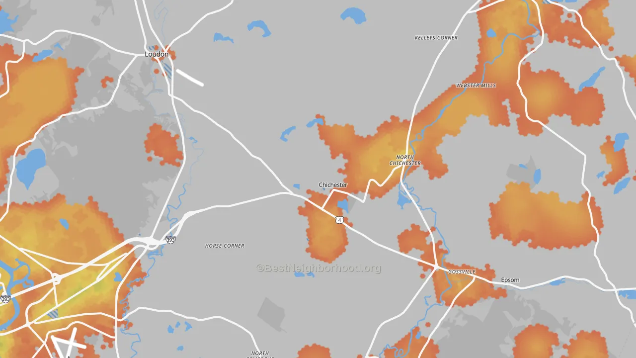 Bike Grade map of Chichester, NH