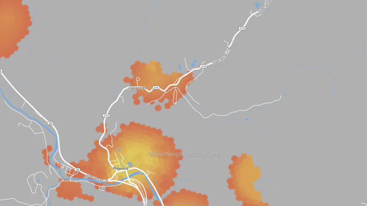 Bike Grade map of Chichester, NY