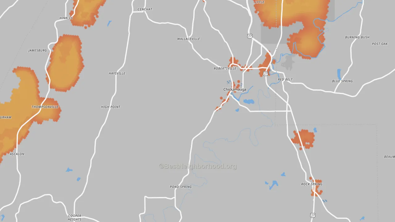 Bike Grade map of Chickamauga, GA