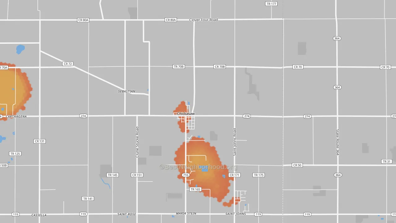 Bike Grade map of Chickasaw, OH