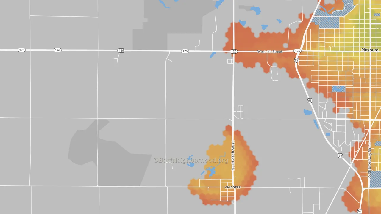Bike Grade map of Chicopee, KS