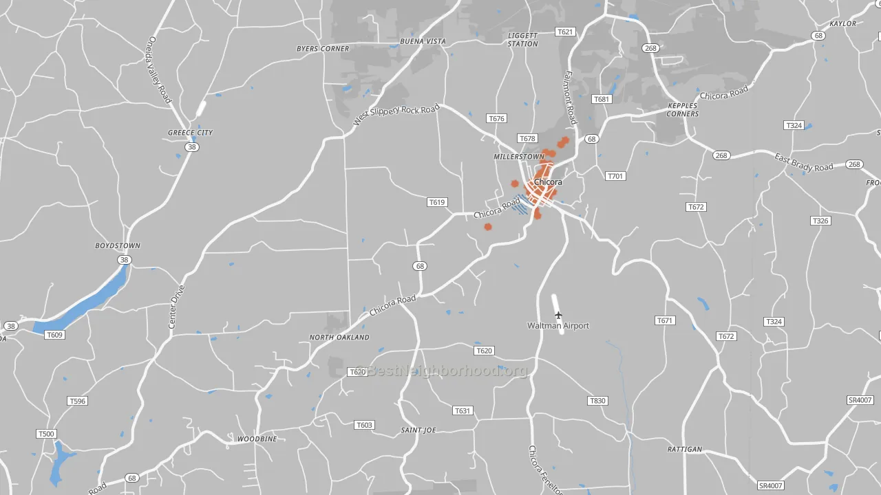 Bike Grade map of Chicora, PA