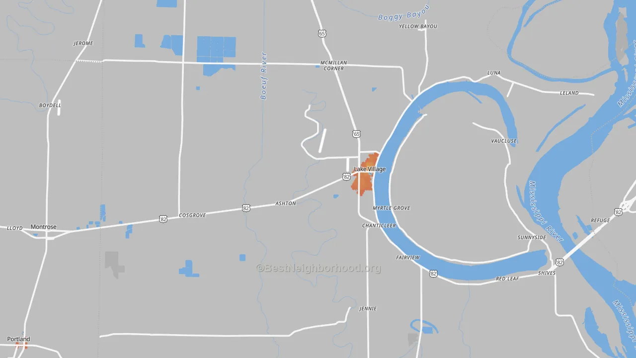 Bike Grade map of Chicot County, AR